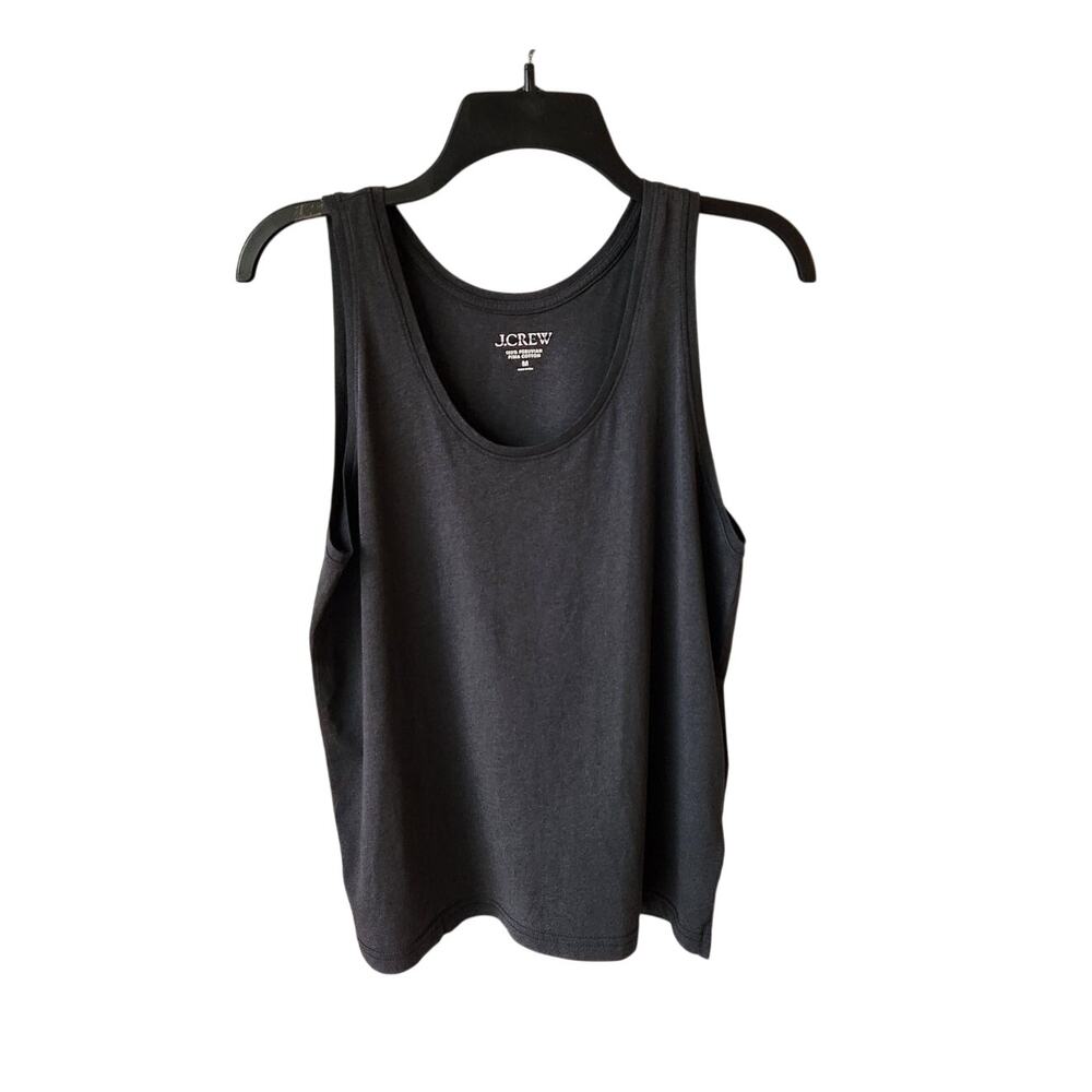 NWT J. Crew Pima Cotton Scoop Neck Wide Strap Sleeveless Tank  Black M